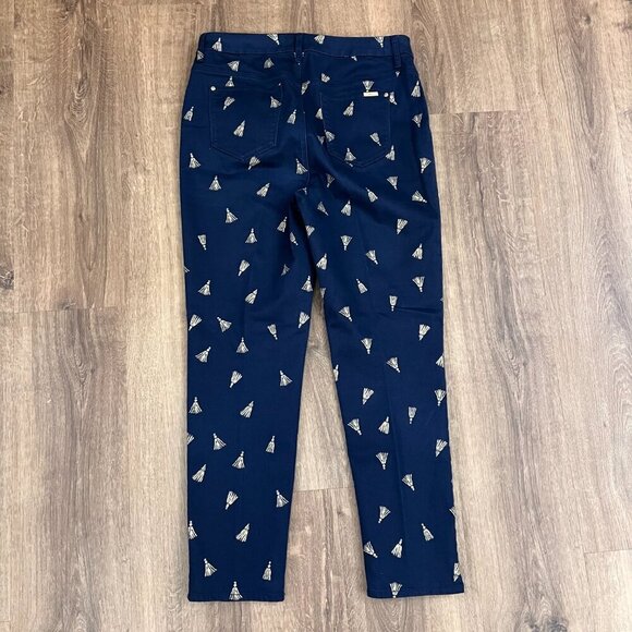 Chico's Navy So Slimming Gold Tassel Girlfriend Ankle Pants Sz 8 - Picture 8 of 13
